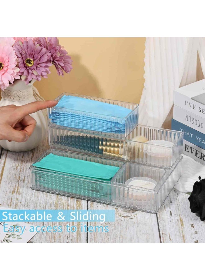 Mitoy 10 PCS Jewelry Clear Drawer Organizers Bins, 4-Size Stackable Makeup Drawer Organizer Trays - Image 4